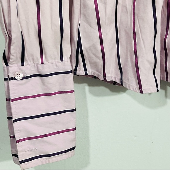 New York & Company Stretch Pinky Purple Button Down Collared Business Blouse - Picture 4 of 7
